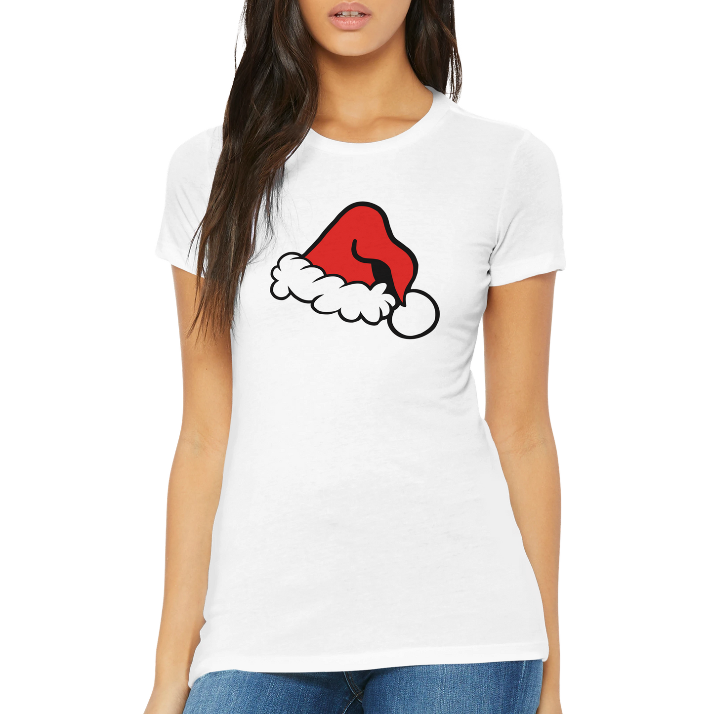 Santa Hat Premium Womens Crewneck T-shirt