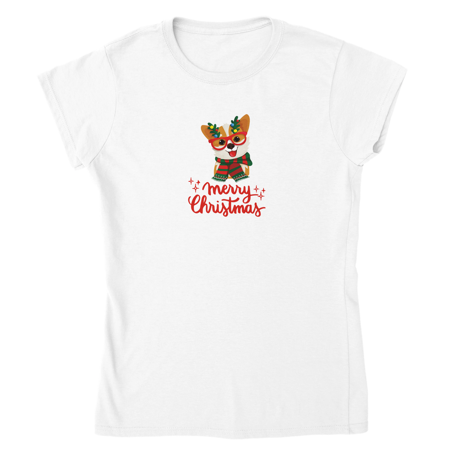 Merry Christmas Corgi Classic Womens Crewneck T-shirt