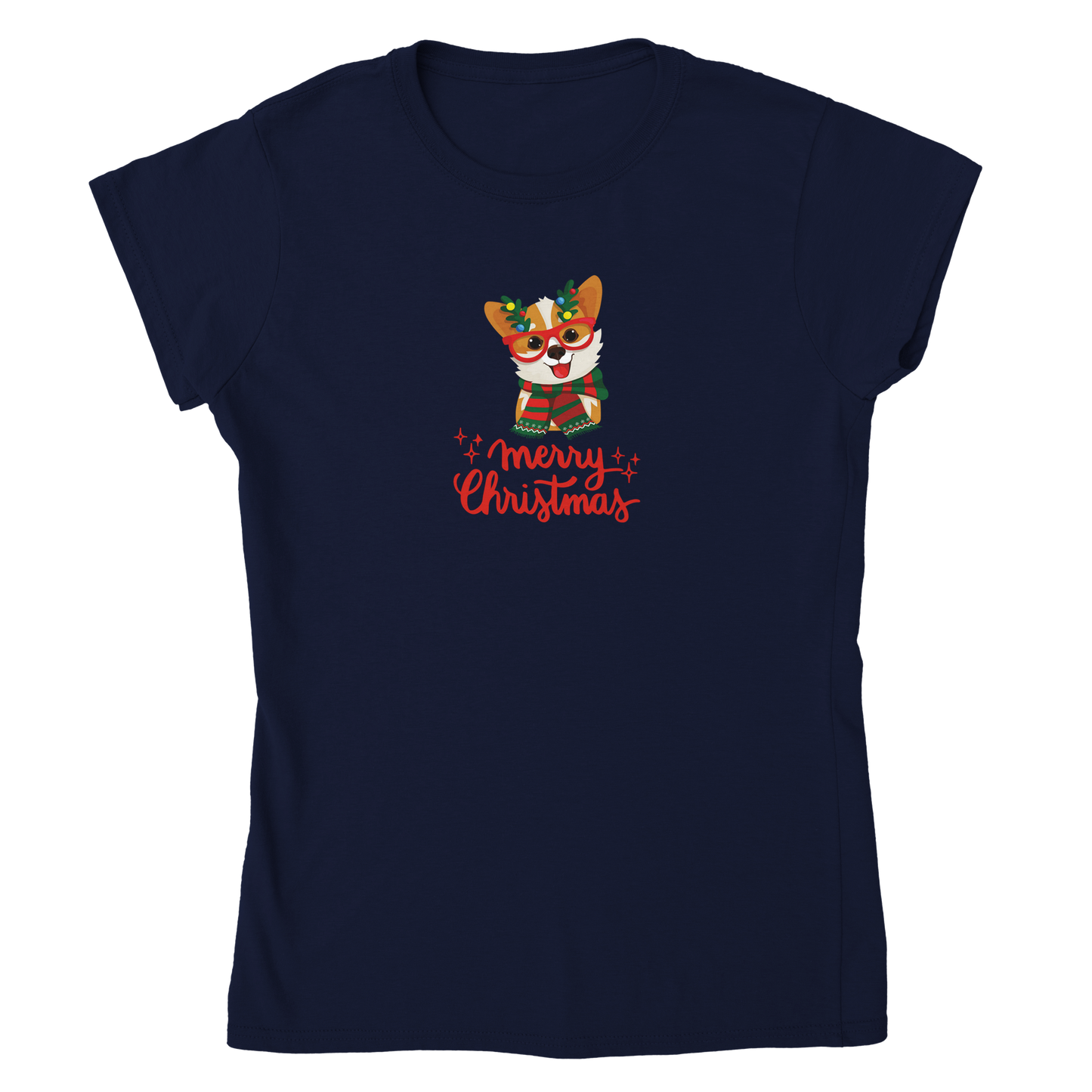 Merry Christmas Corgi Classic Womens Crewneck T-shirt
