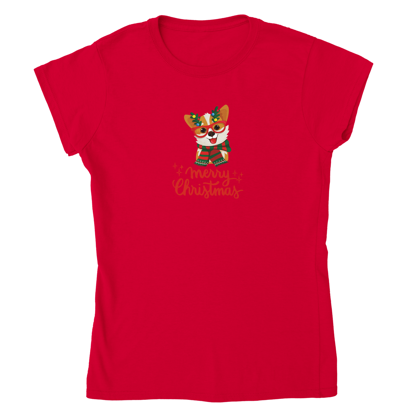 Merry Christmas Corgi Classic Womens Crewneck T-shirt