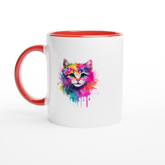 Artistic Kitty White Ceramic Mug designs with Color Inside