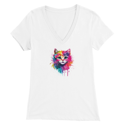 Artistic Kitty Premium Womens V-Neck T-shirt