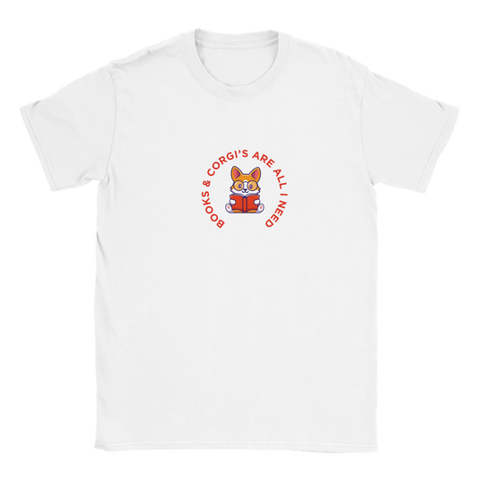 Books & Corgi's Classic Kids Crewneck T-shirt