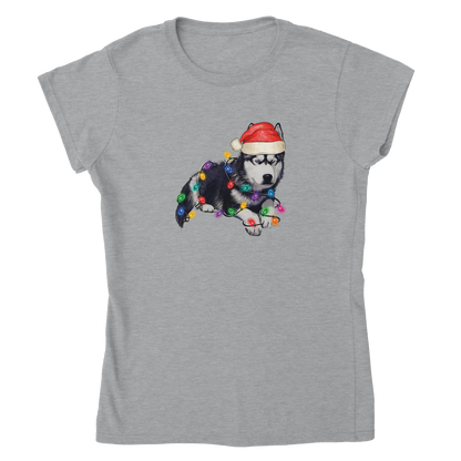 Xmas Huskey Classic Womens Crewneck T-shirt