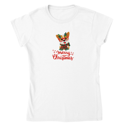 Merry Christmas Corgi Classic Womens Crewneck T-shirt