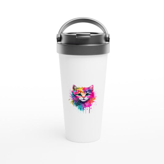 White 15oz Stainless Steel Travel Mug