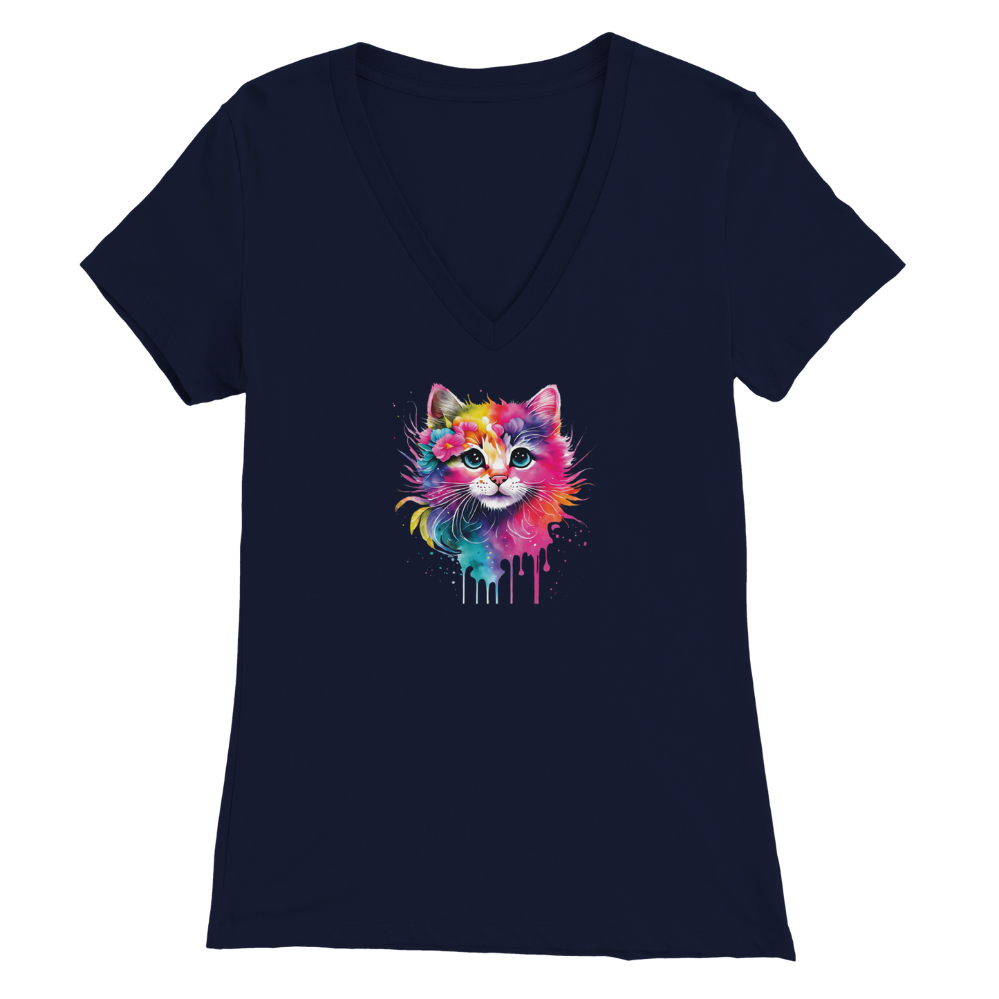 Artistic Kitty Premium Womens V-Neck T-shirt