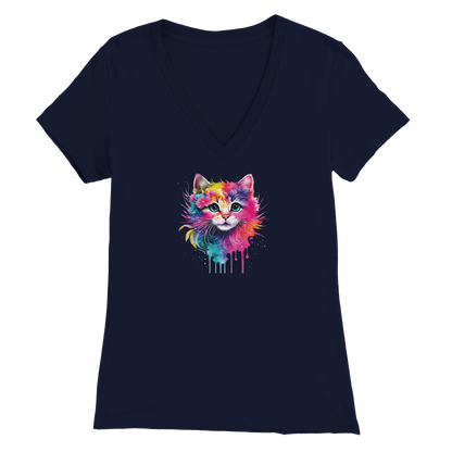 Artistic Kitty Premium Womens V-Neck T-shirt