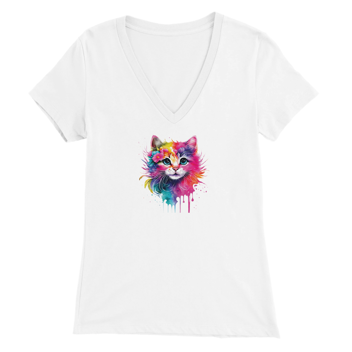 Artistic Kitty Premium Womens V-Neck T-shirt