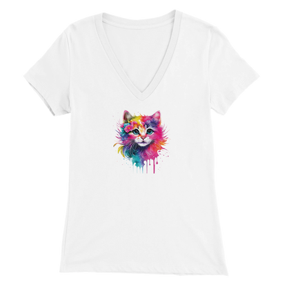 Artistic Kitty Premium Womens V-Neck T-shirt