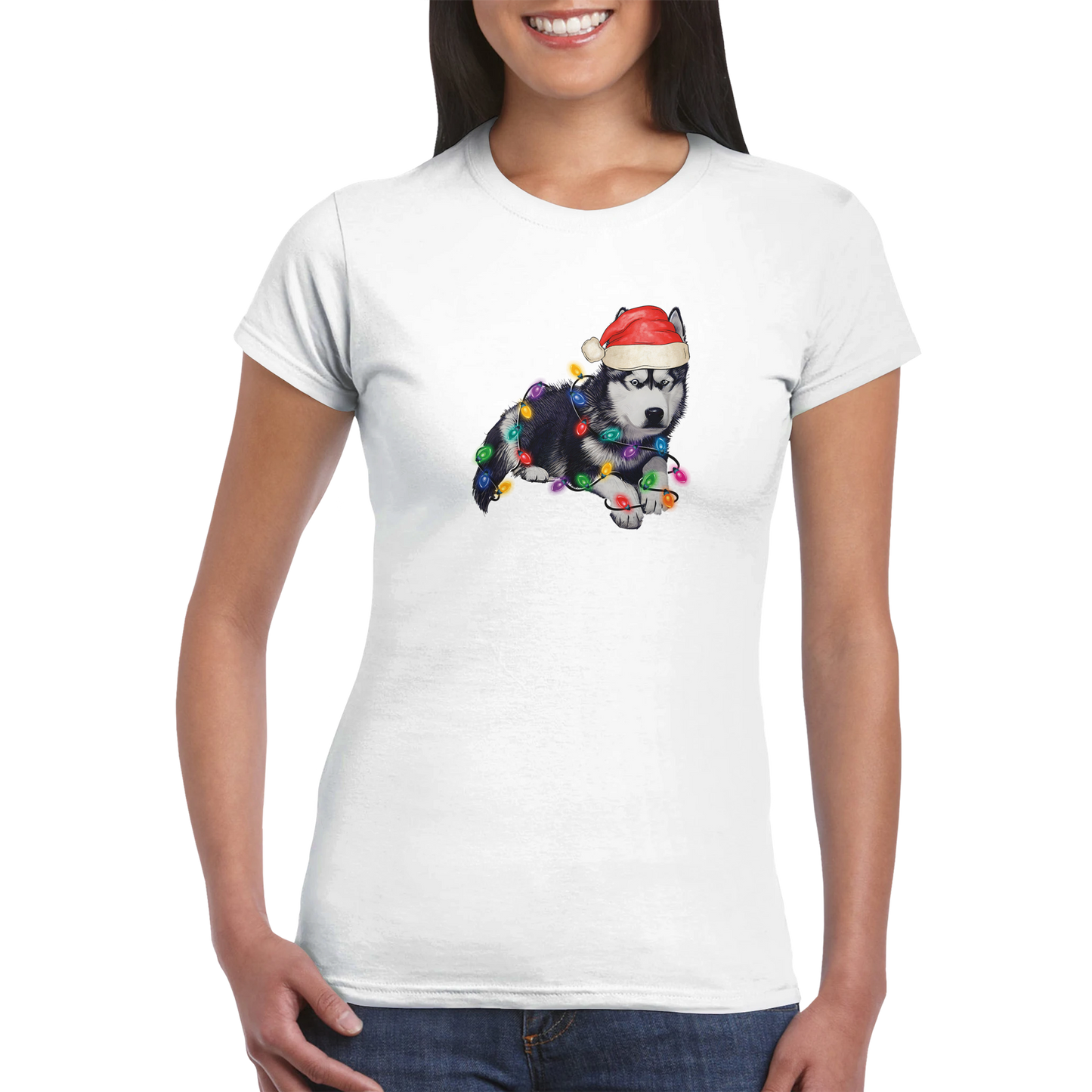 Xmas Huskey Classic Womens Crewneck T-shirt