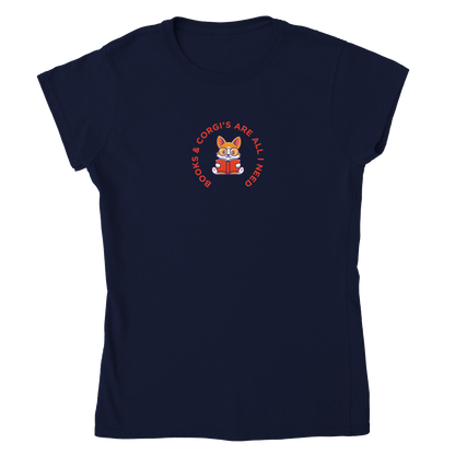 Book Corgi Classic Womens Crewneck T-shirt